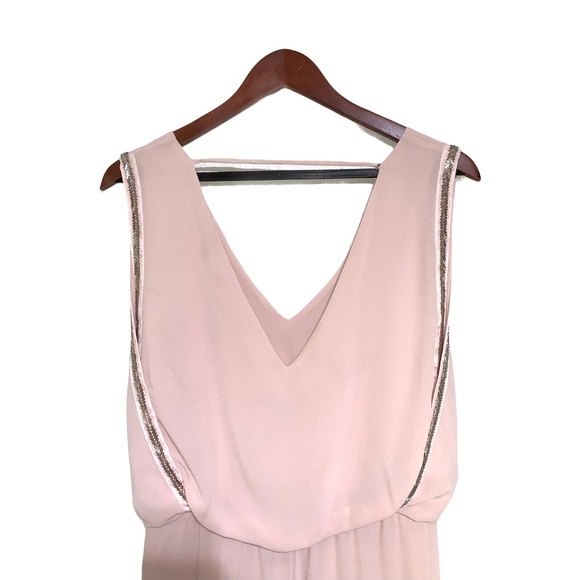 BCBGMaxazria Marlynn Dusty Pink V-Neck Sleeveless Embellished Maxi Dress NWT - Picture 6 of 10